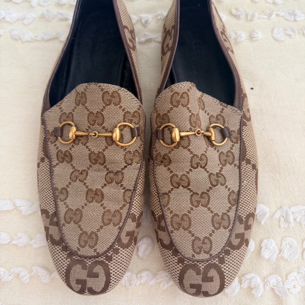 Gucci Jordaan Women's GG Canvas Loafers Beige Ruggine/Rust, EU 41, US 10